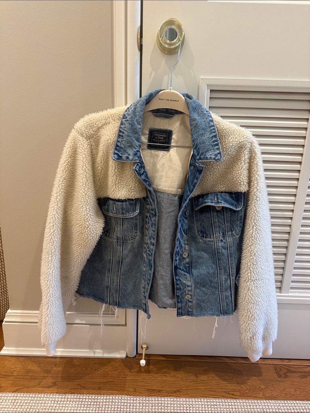 Abercrombie & Fitch Blue Denim and Cream Sherpa Jacket